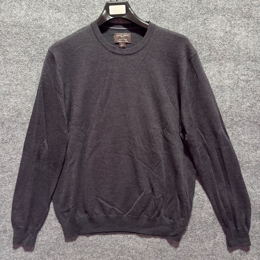 Black Brown 1826 Mens XL Gray Extrafine Merino Wool Crew Neck Sweater Italy